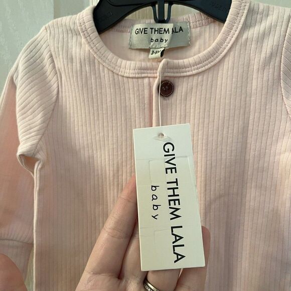 Give Them Lala Baby The Newport One Piece Pink Ribbed Size 3-6 Months NWT - Picture 6 of 7